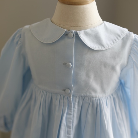 Strasburg Dress Long Sleeve Light Blue Hand Smocked Embroidery Like New - Picture 5 of 6